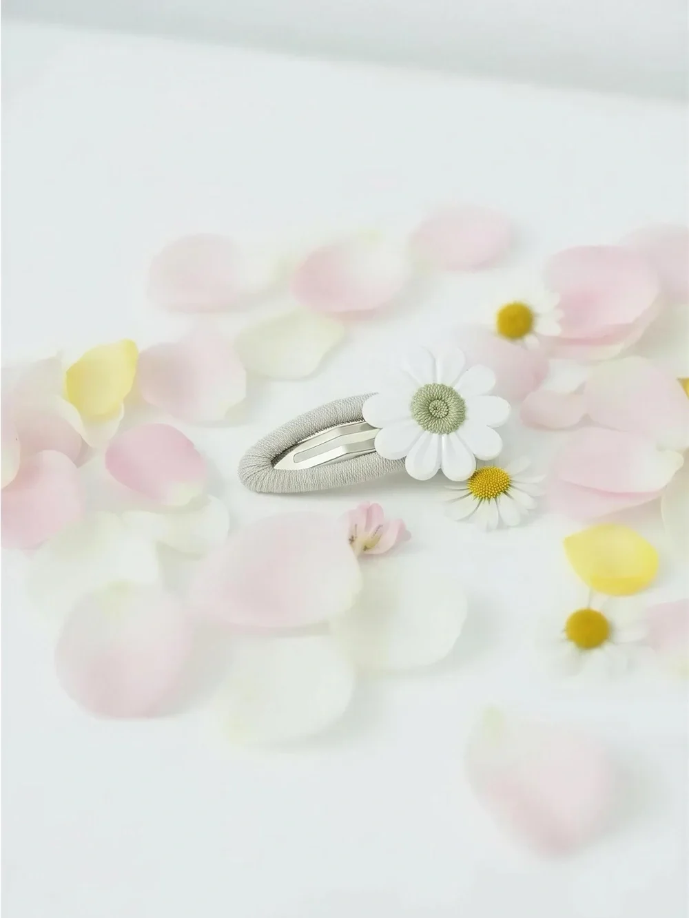 Handmade White Daisy Hair Clips - Set of 2 - Boho Floral Snap Hair Barrettes